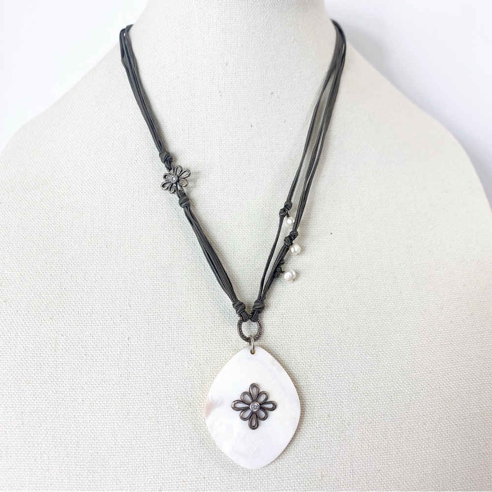 SILPADA "Grace Notes" Necklace Mother of Pearl, Pearls, Shell, CZ N2226